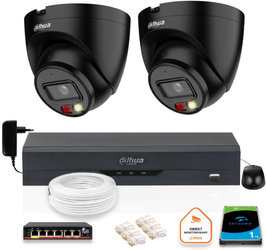 Set of 2 Dahua 4mpx IP Cameras IPC-HDW1439V-A-IL-BLACK with 1TB Drive