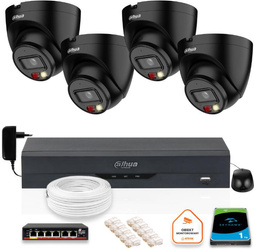 Set of 4 Dahua 4mpx IP Cameras IPC-HDW1439V-A-IL-BLACK with 1TB Drive