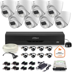 Dahua surveillance set 8x dome camera HAC-HDW1500CLQ-IL-A-0280B-S2 1TB IR 20m 5MP