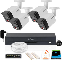 Set of 4 Dahua 8mpx IP cameras PC-HFW1839TC-A-IL-0280B-S6 with 1TB disk
