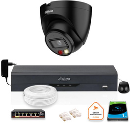 KIT Dahua IP Camera 4mpx IPC-HDW1439V-A-IL-BLACK with 1TB Drive