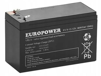 EV series AGM EUROPOWER 12V 8Ah/C10 battery with a life span of 6-9 years T1
