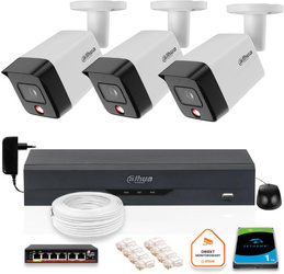 Set of 3 Dahua 8mpx IP Cameras PC-HFW1839TC with 1TB Drive