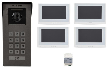 VIDOS 2IP S200 video intercom with four M200W-X monitors