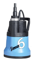 SIMER 6 Tauchpumpe (230V), pumpt Wasser bis zu 2 mm Wasserspiegel (Metalllaufrad und Gehäuse).
